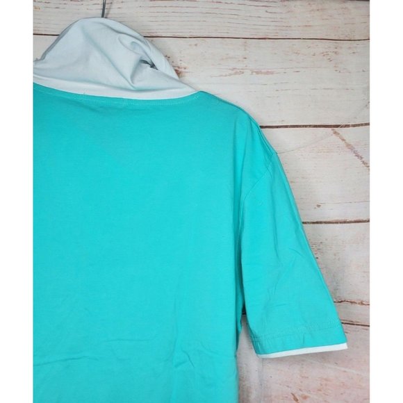 Vassari Los Angeles Mint White Button Long Collar Designer Short Sleeve Shirt - Picture 5 of 12